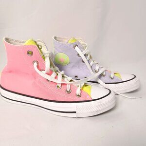 Converse Chuck Taylor All Star High Top Sneakers Womens 6 Neon Colorblock
